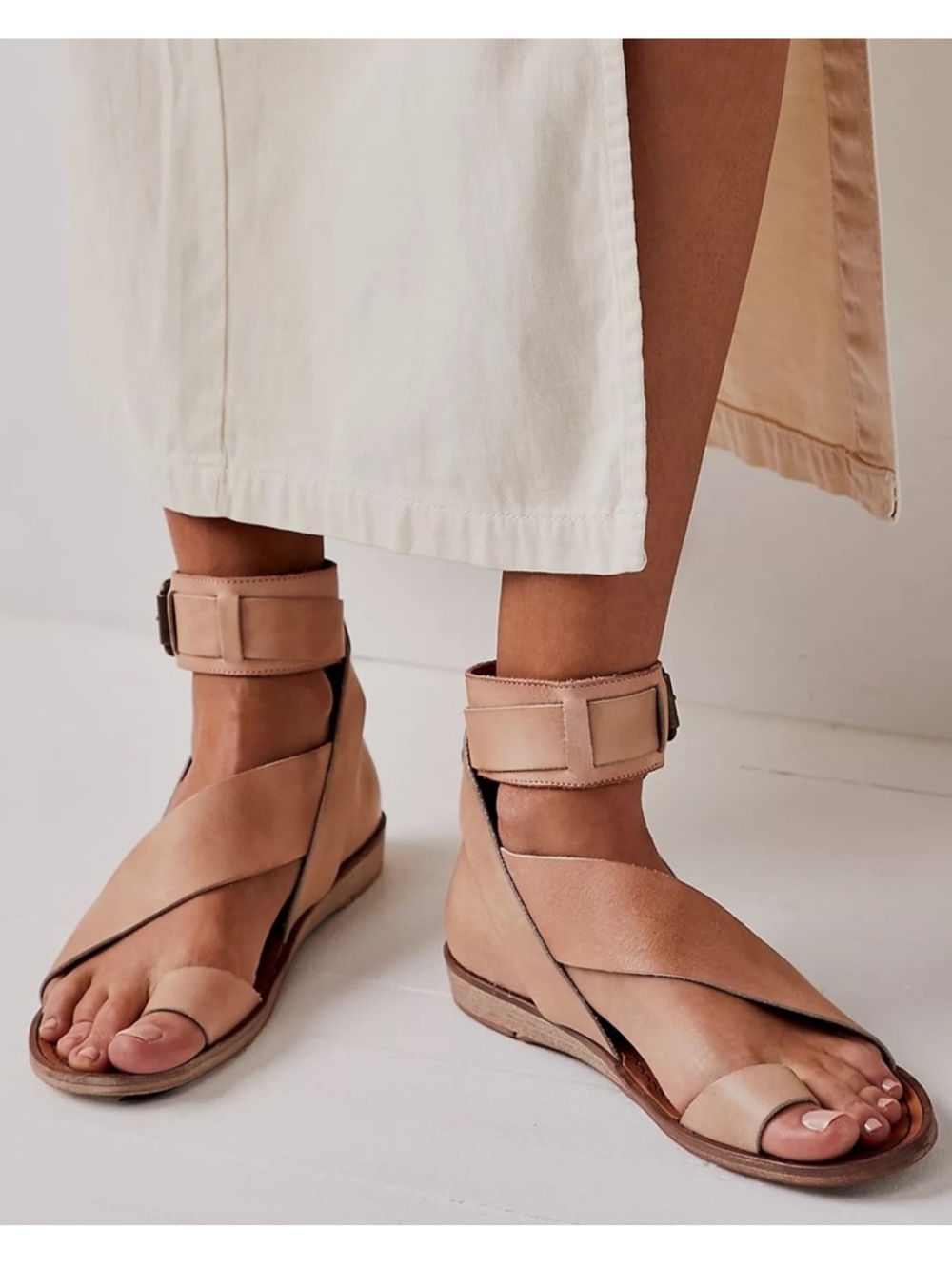 Free People Vale Boot Sandals  Make Up Tan Leather Size 39.5